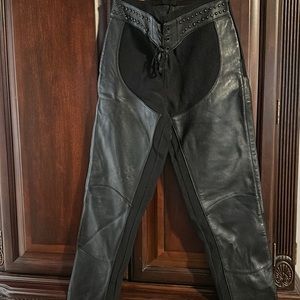 Leather and spandex pants